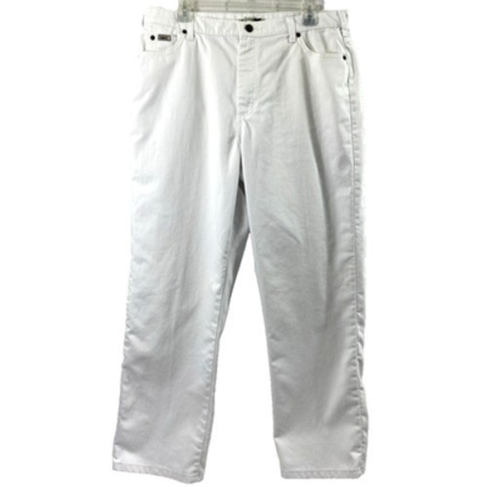 Lee White Denim Jeans Womens Size 16L Relaxed Straight Leg Pockets Mom High Rise